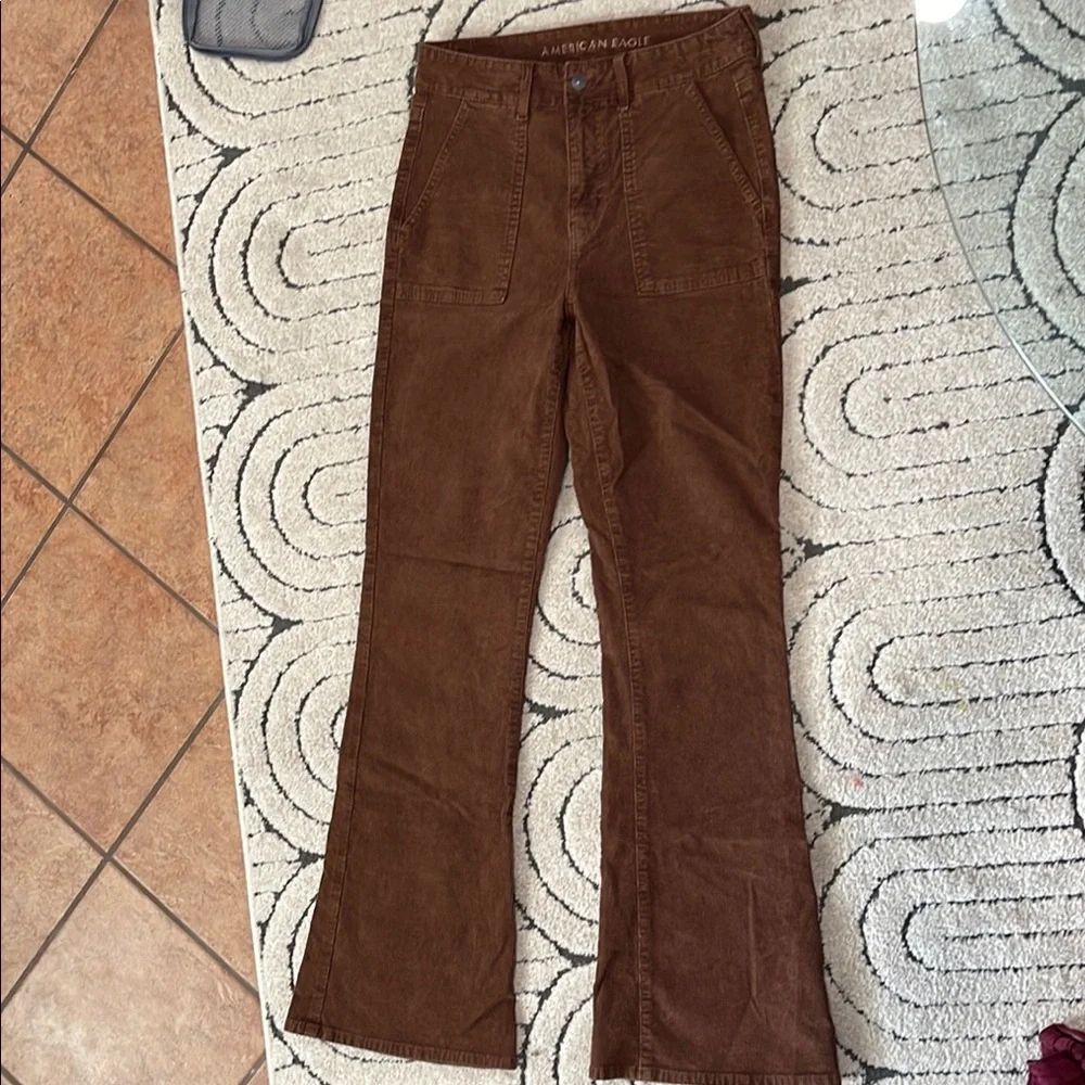 American Eagle Outfitters Chocolate Corduroy Flare Pants - Picture 3 of 7